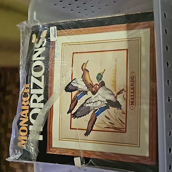 Monarch Horizons Embroidery Needlepoint Kit Mallards Ducks 1985 Vtg stitch kit - Picture 1 of 3